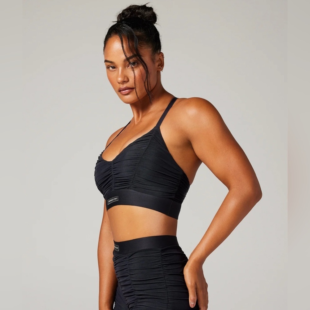 NEW SAVAGE X FENTY - Ruched Black Sports Bra with Adjustable Straps - Picture 5 of 12
